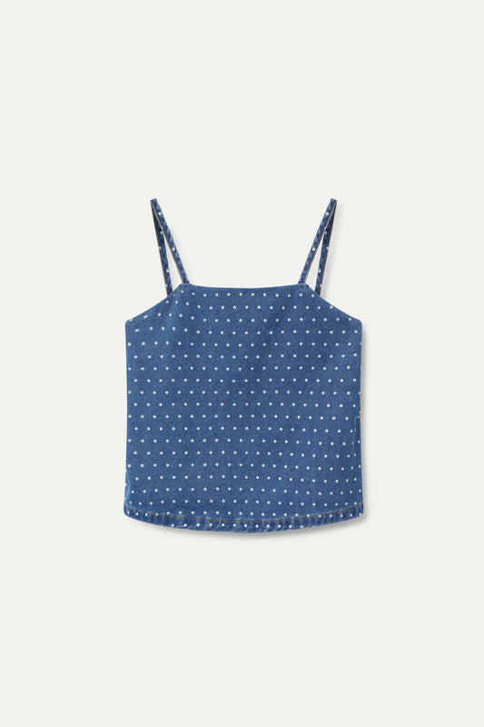 Polka Denim Tank Top