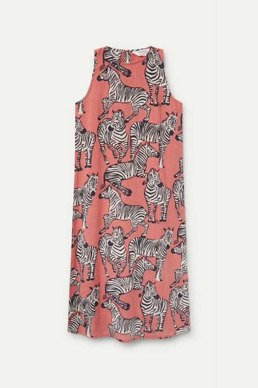 Cotton Midi Dress in Zebra