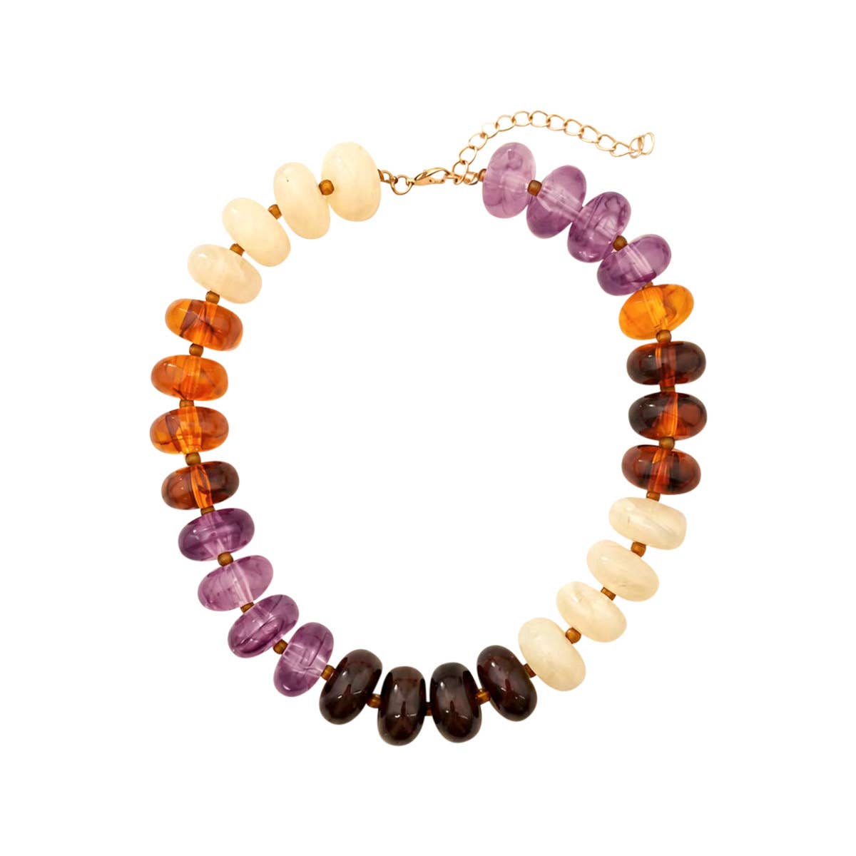 Carissa Chunky Beaded Necklace- Tortoise Purple Mix