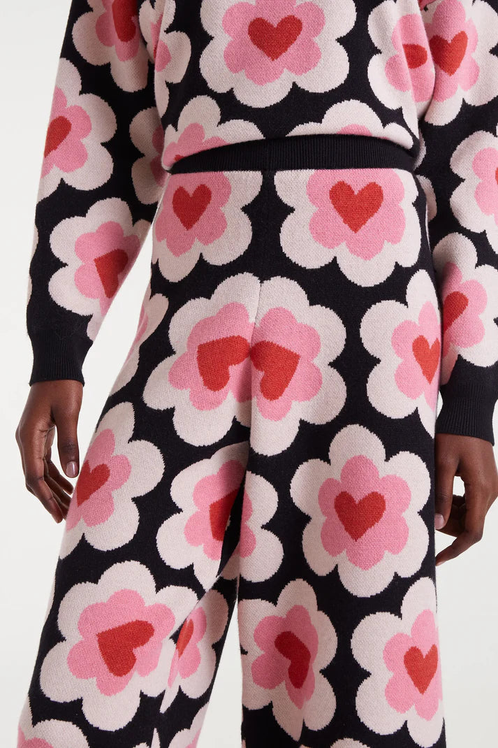 Sweetheart Print Jacquard Knit Pant