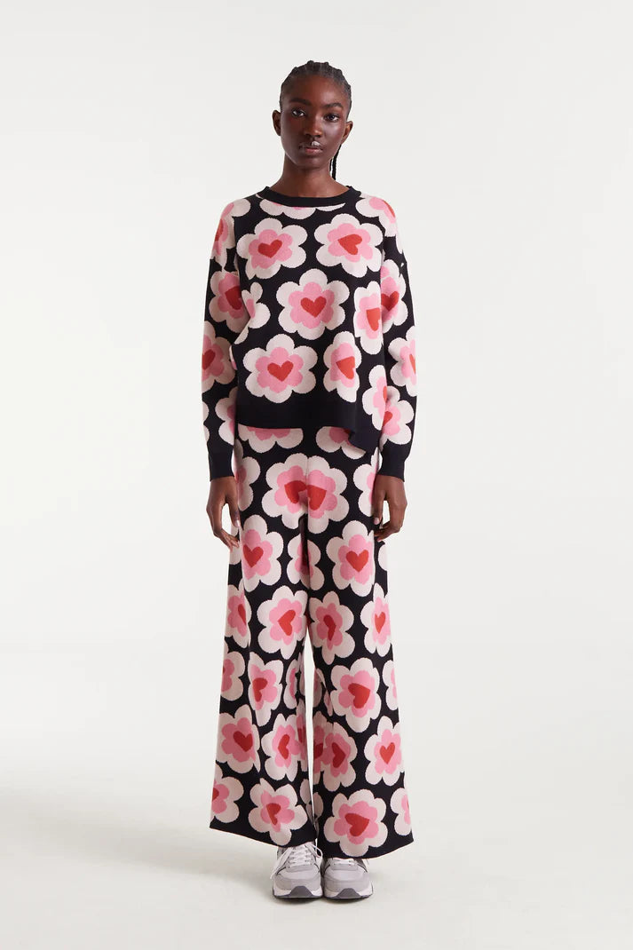 Sweetheart Print Jacquard Knit Pant