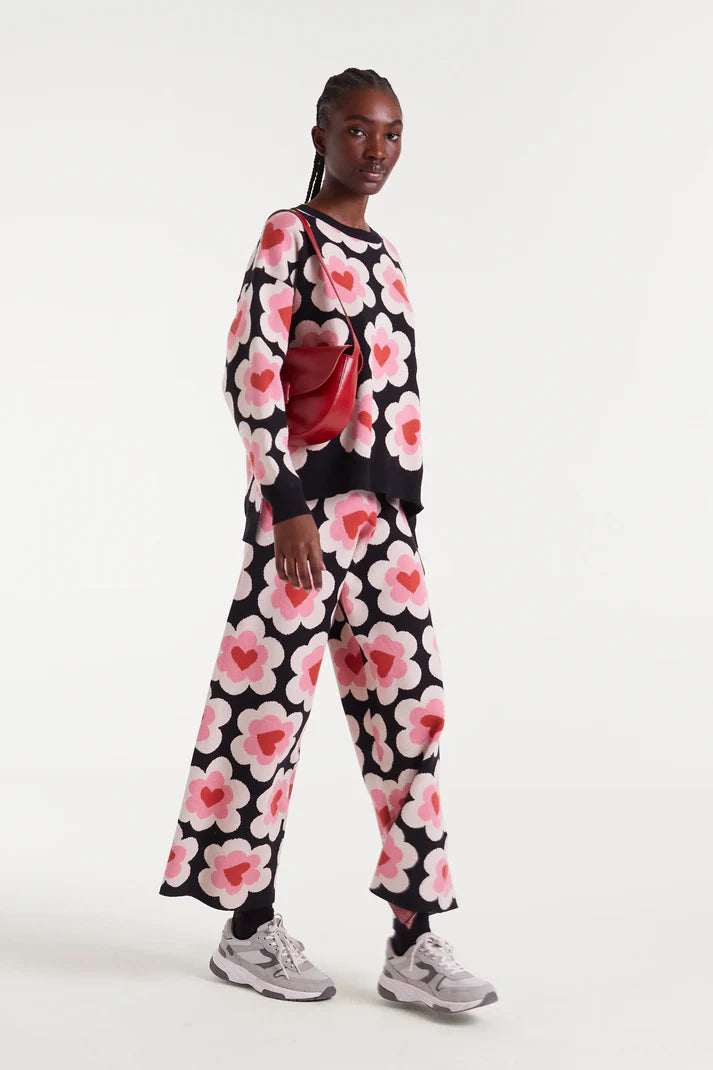 Sweetheart Print Jacquard Knit Pant