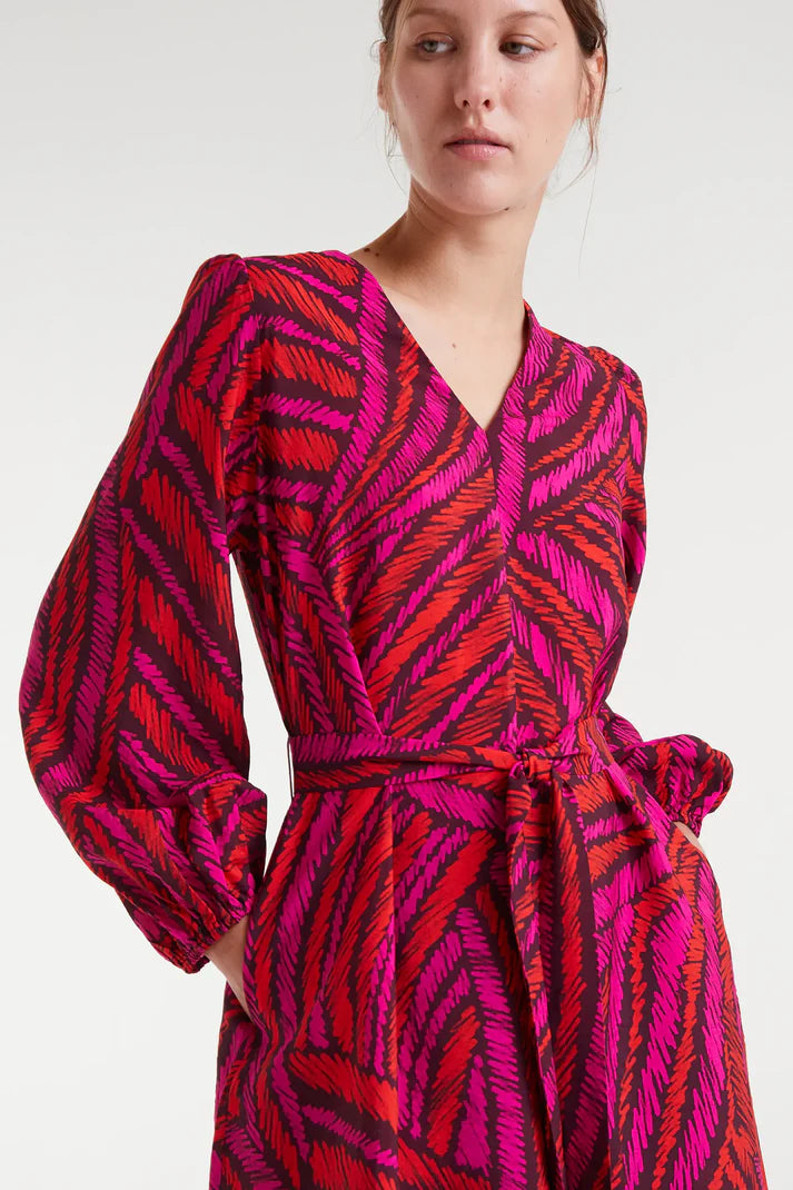 Fedora Print Crepe Short Dress