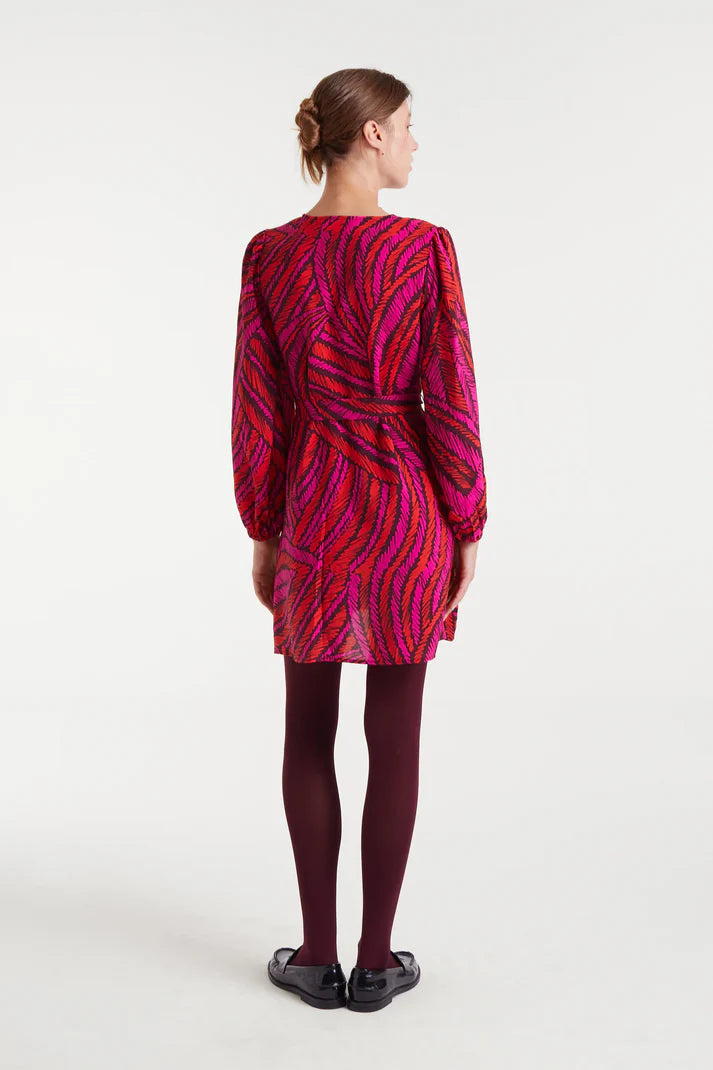 Fedora Print Crepe Short Dress
