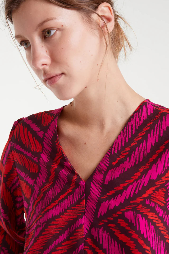 Fedora Print Crepe Short Dress