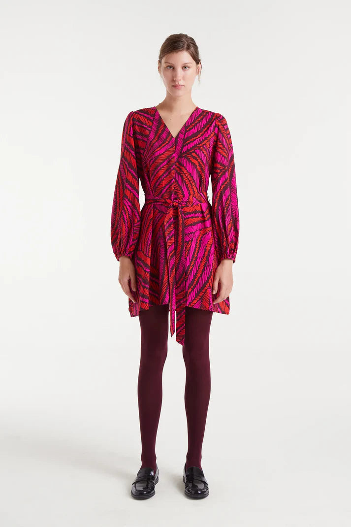 Fedora Print Crepe Short Dress