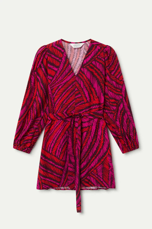 Fedora Print Crepe Short Dress