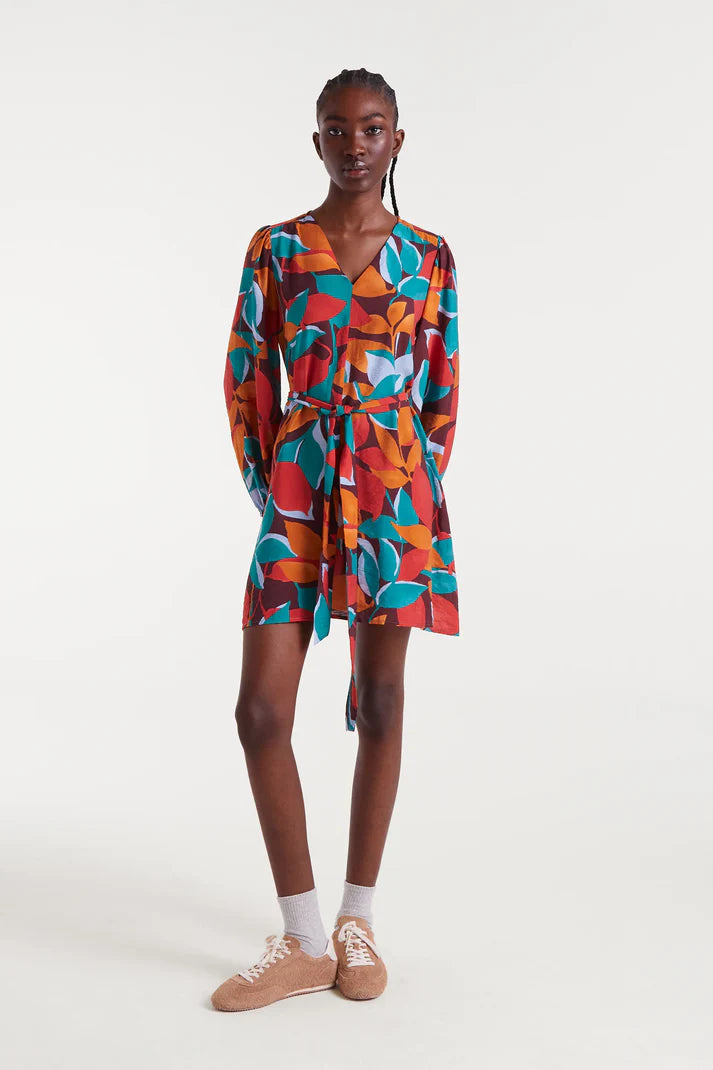 Ponziana Print Crepe Short Dress