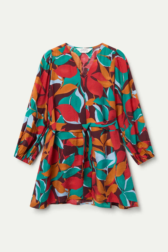 Ponziana Print Crepe Short Dress