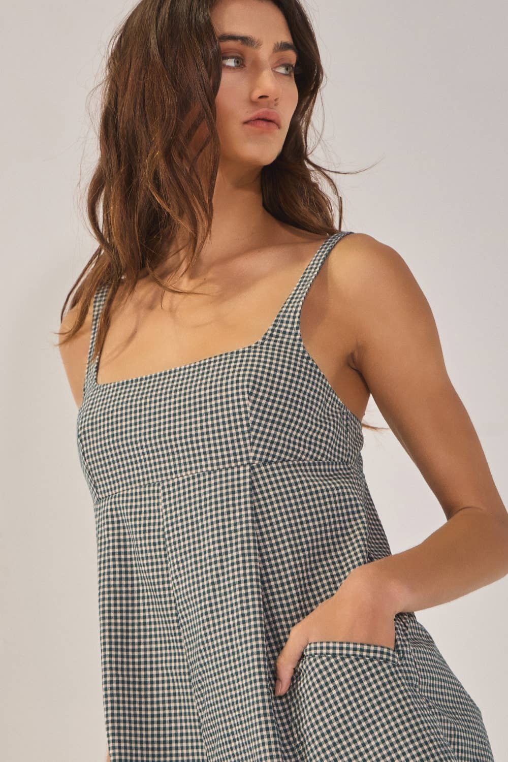 Relaxed Sleeveless Plaid Romper