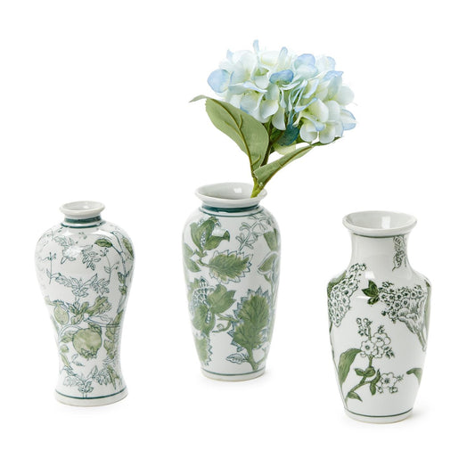 Green Primrose and Lotus 7.75" Vase
