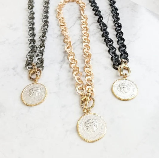Washer Chain w/ Vintage Coin
