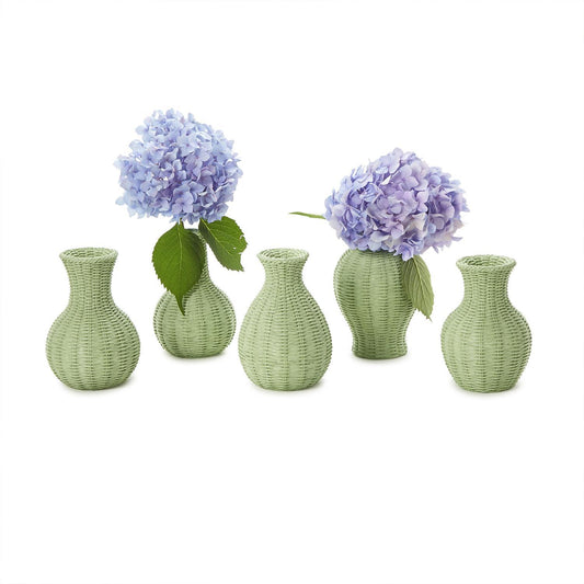 Green Basket Weave Pattern Vases
