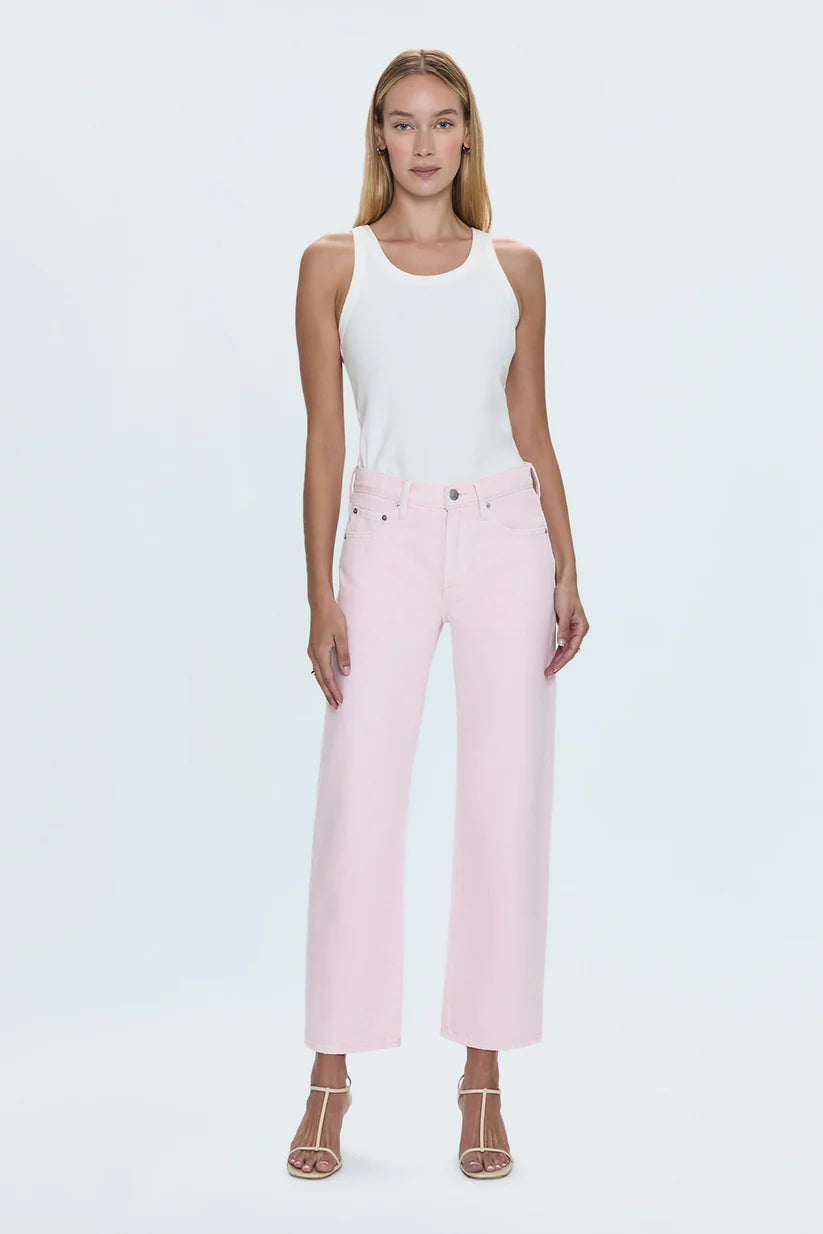 Lexi Mid Rise Bowed Straight Jean in Blush