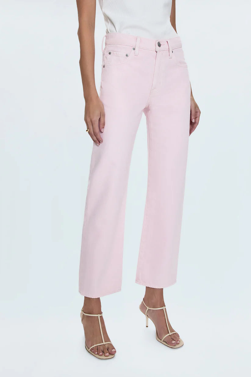 Lexi Mid Rise Bowed Straight Jean in Blush