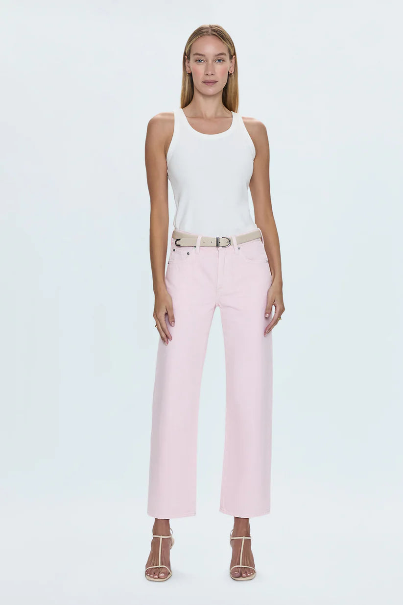 Lexi Mid Rise Bowed Straight Jean in Blush