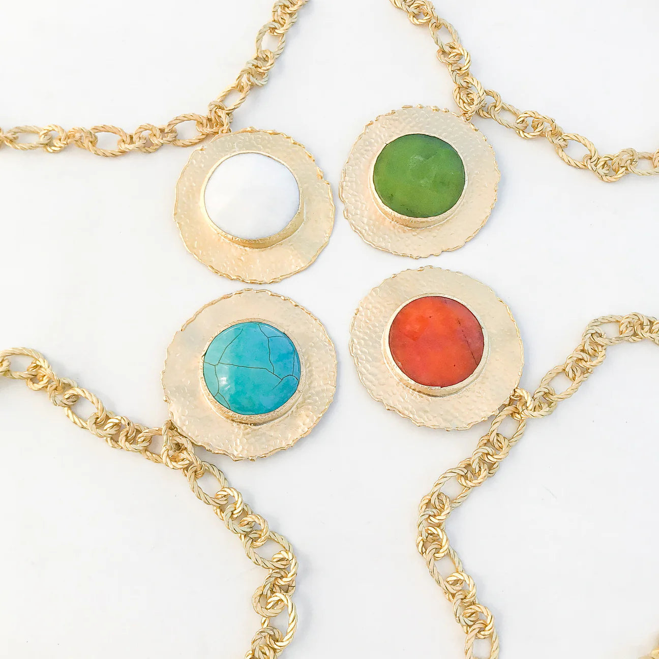 Gemstone Bezel Chain Necklace
