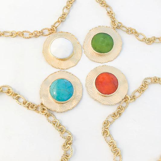 Gemstone Bezel Chain Necklace
