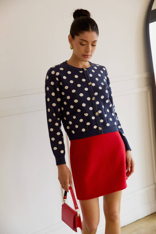 Polka Dot Knit Cardigan