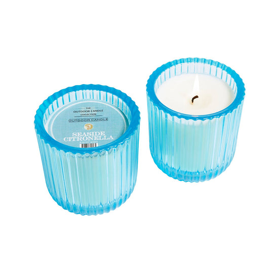 Seaside Citronella 1 Wick Blue Glass Candle 8oz Ctn.6