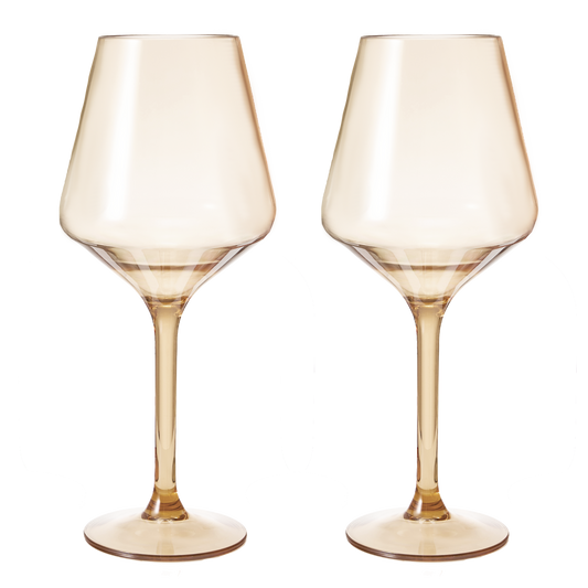 Floating Acrylic Plastic Stemmed Wine Glass - Tan Color