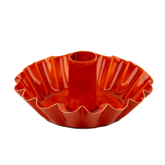 Scalloped Orange Metal Taper Candle Holder | Mothers Day |