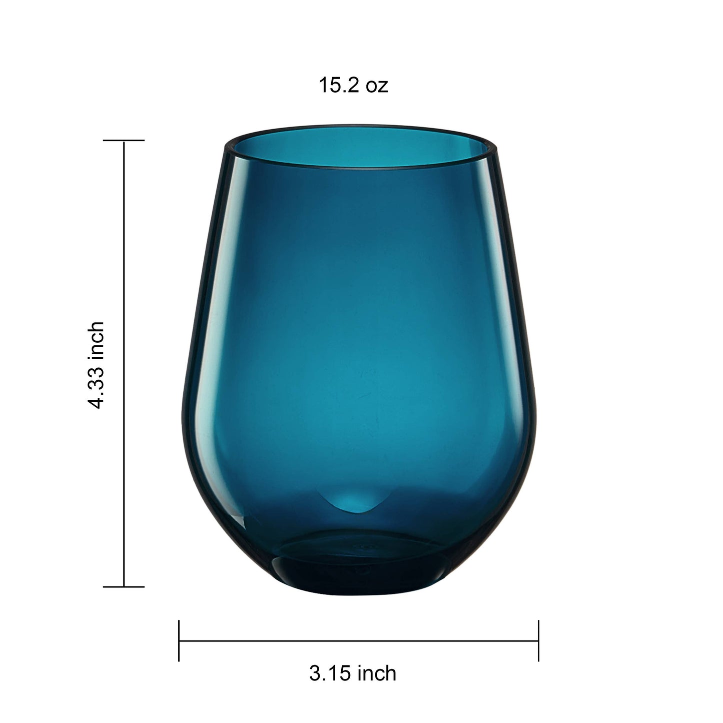 European Style Shatterproof Acrylic Plastic Wine Glass Assorted Set of 6