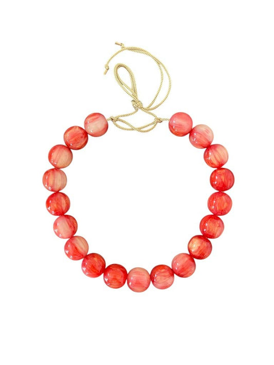 Chunky Beaded Necklace - Cherry Swirl