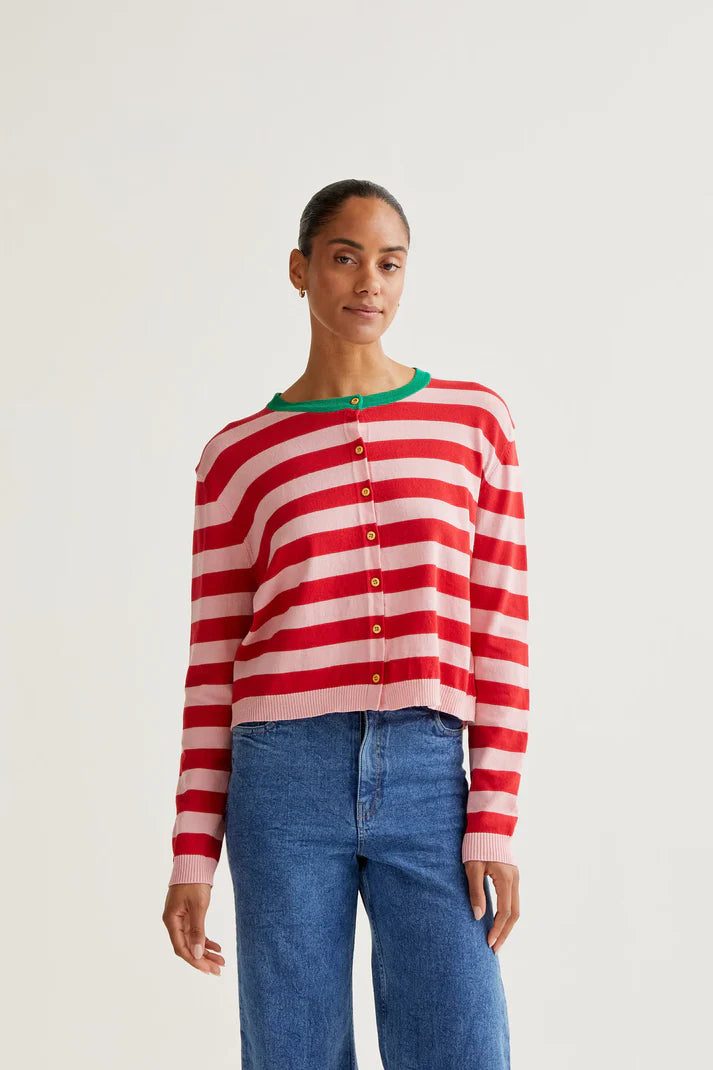 Striped Knit Tee Cardigan