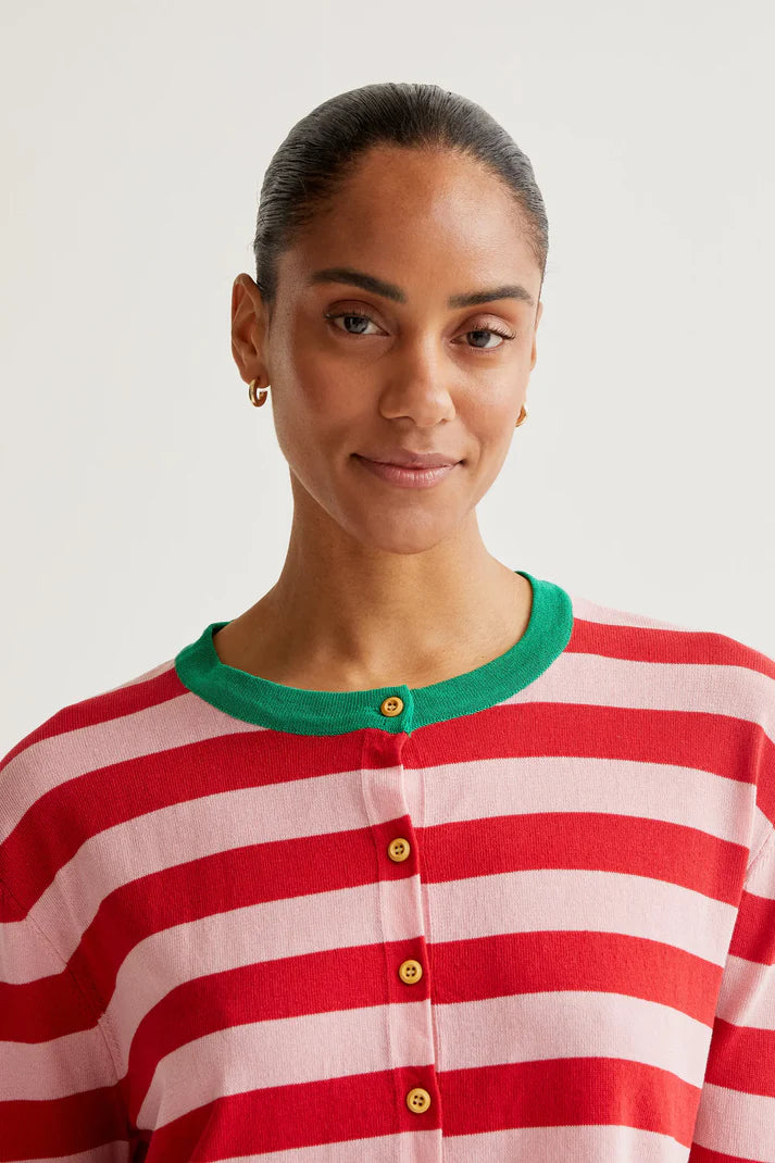 Striped Knit Tee Cardigan