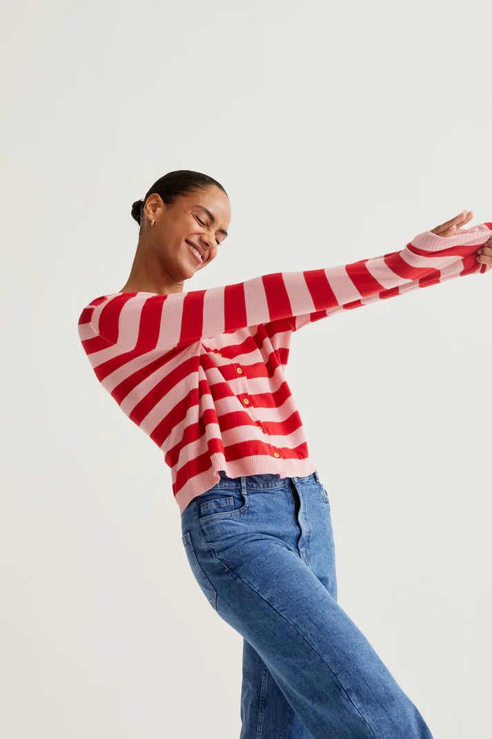 Striped Knit Tee Cardigan