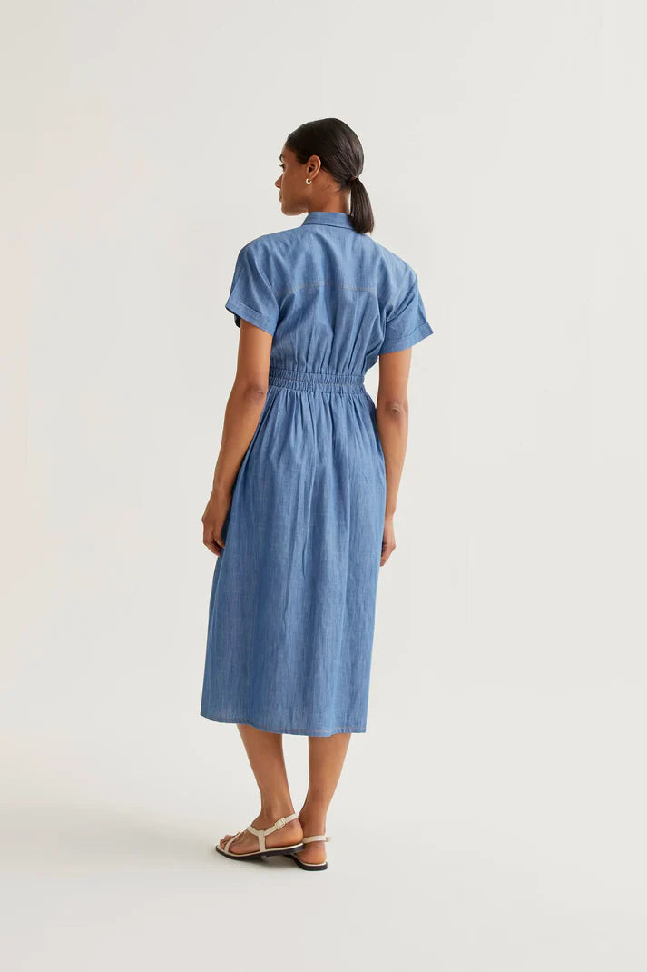 Chambray Midi Shirt Dress