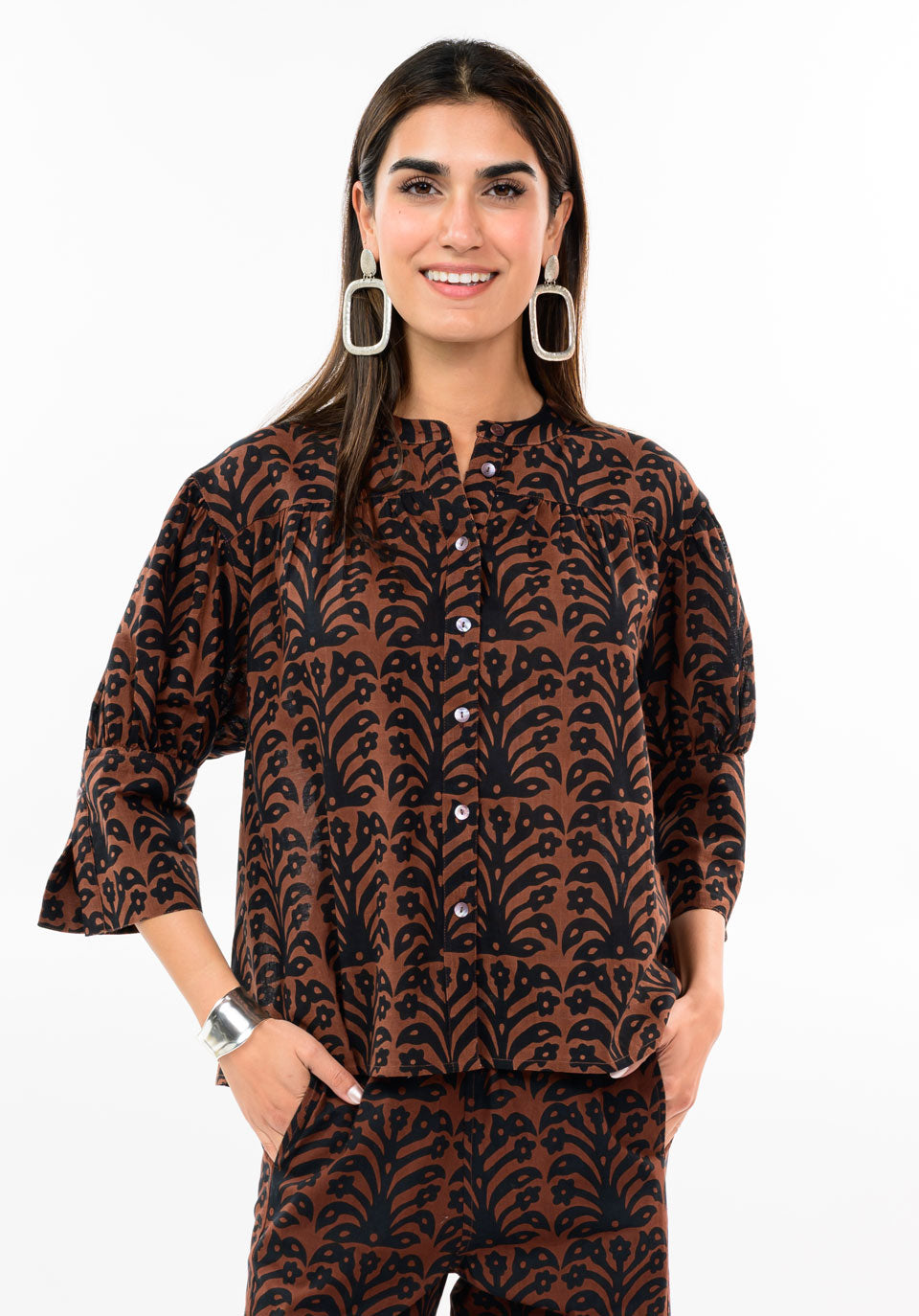 Black Brown Poet Barrel Pant