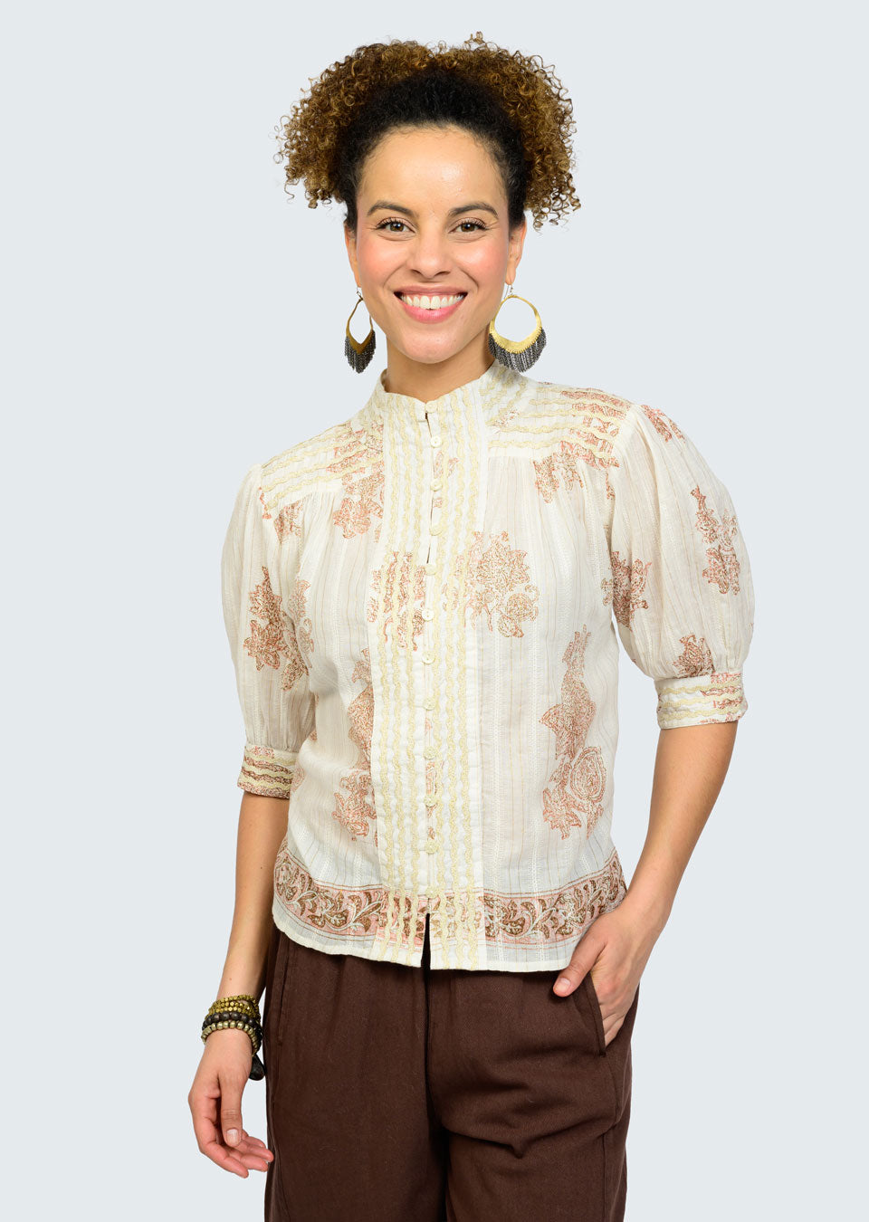 Ivory Metallic Blouse
