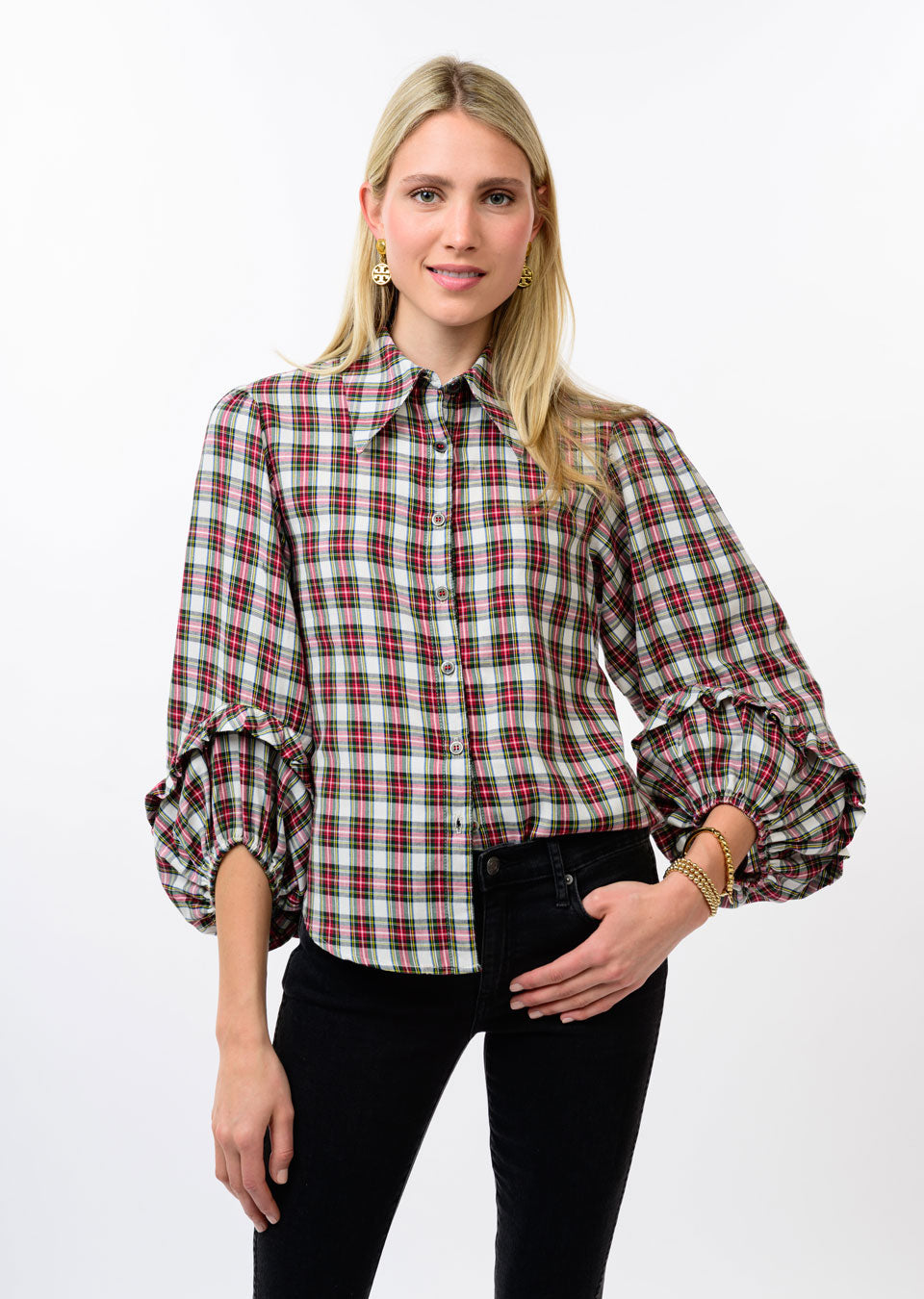 Ivory Plaid Blouse