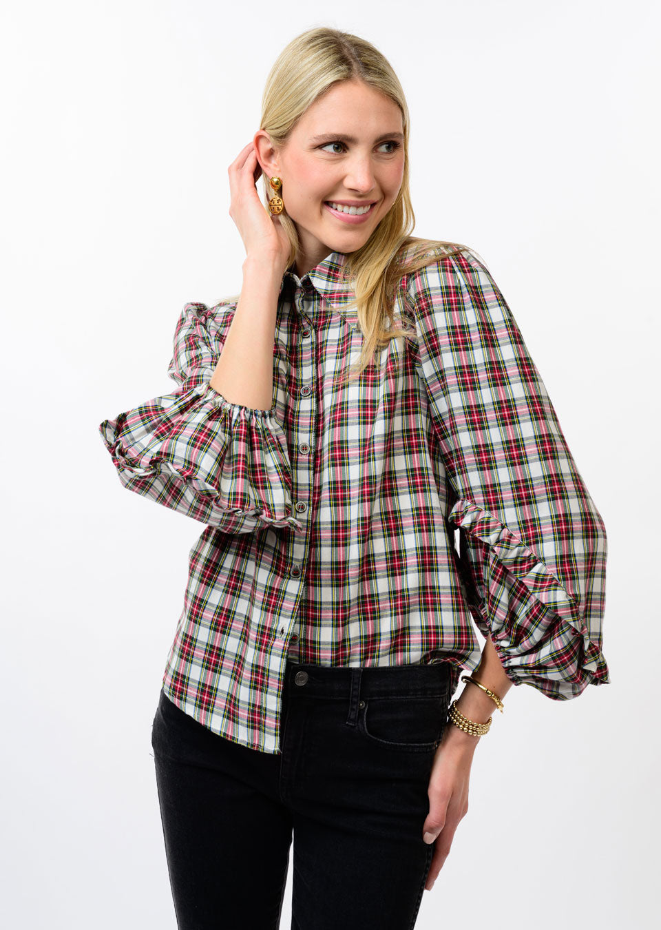 Ivory Plaid Blouse