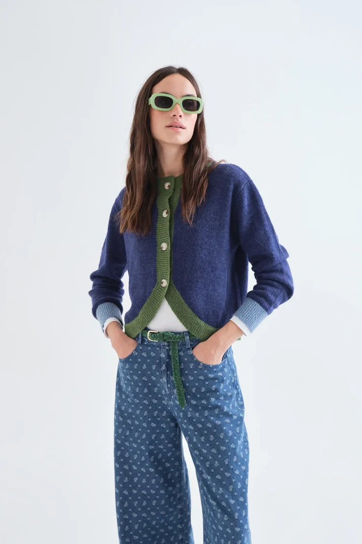 Two Tone Knit Cardigan
