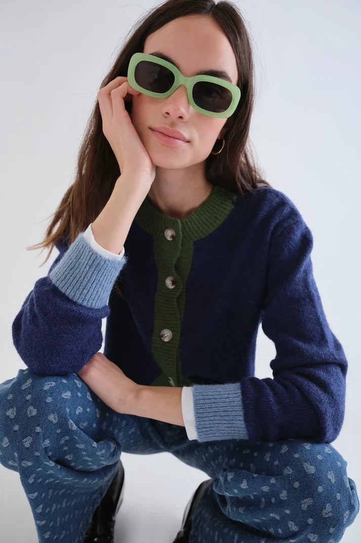 Two Tone Knit Cardigan