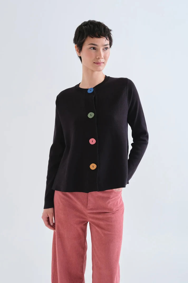 Multicolor Buttons Knit Cardigan
