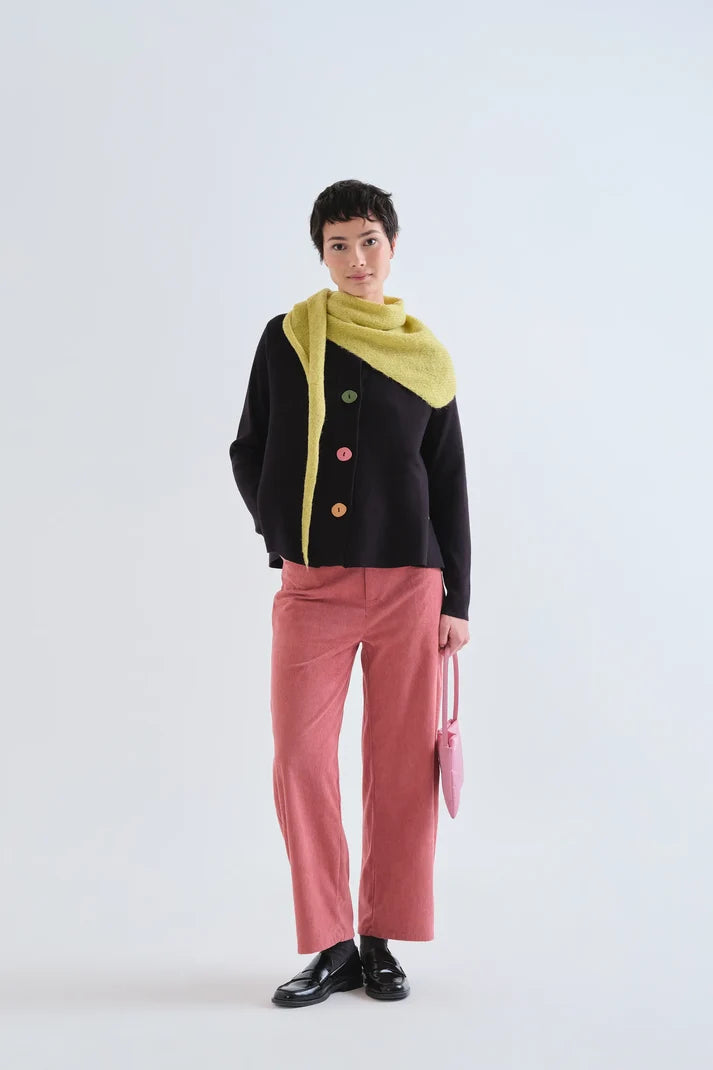 Multicolor Buttons Knit Cardigan
