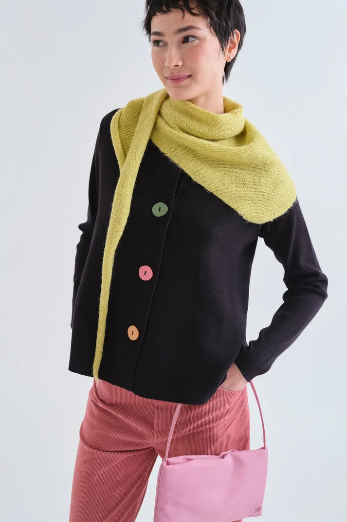 Multicolor Buttons Knit Cardigan