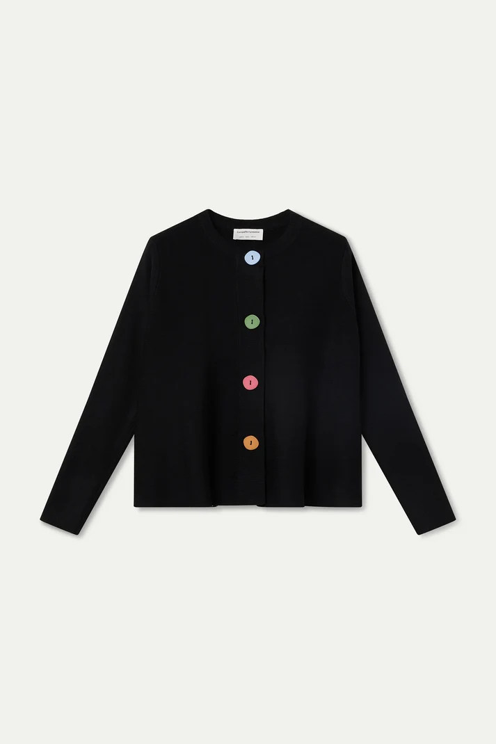 Multicolor Buttons Knit Cardigan