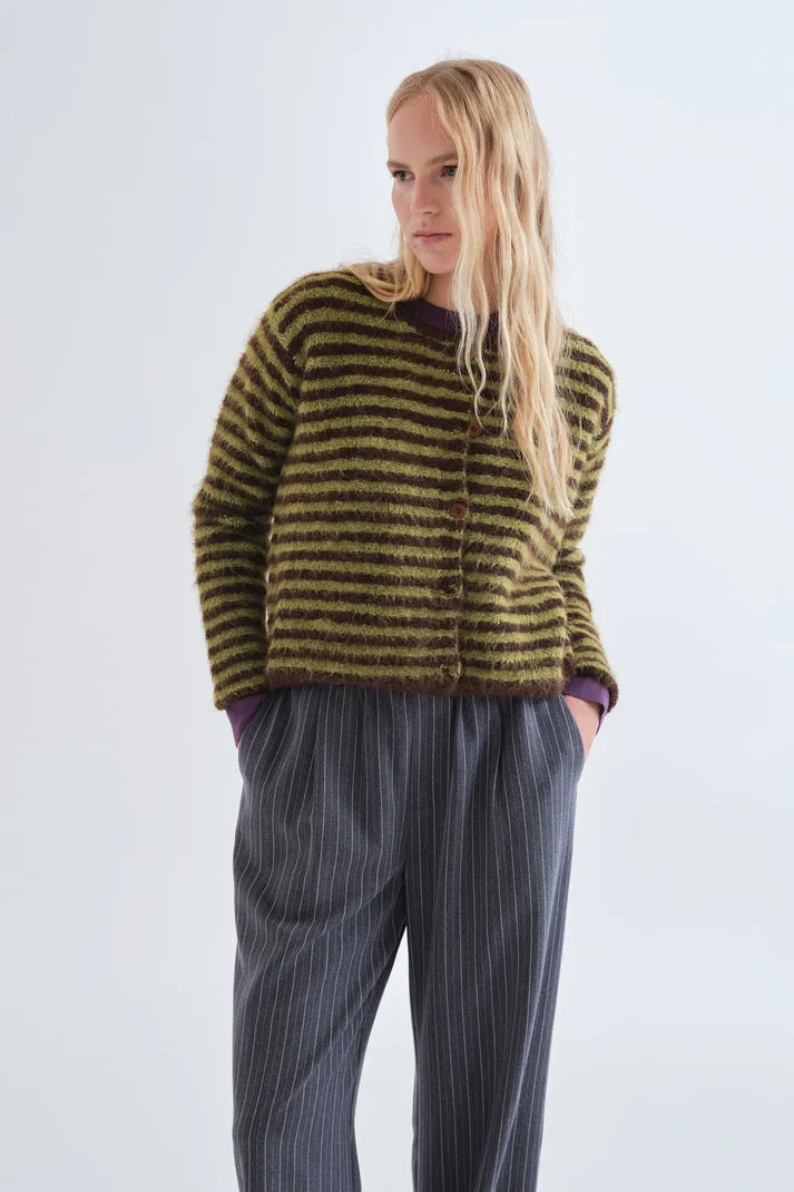 Striped Eyelash Cardigan