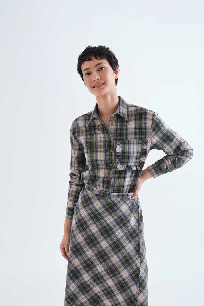 Green Plaid Blouse
