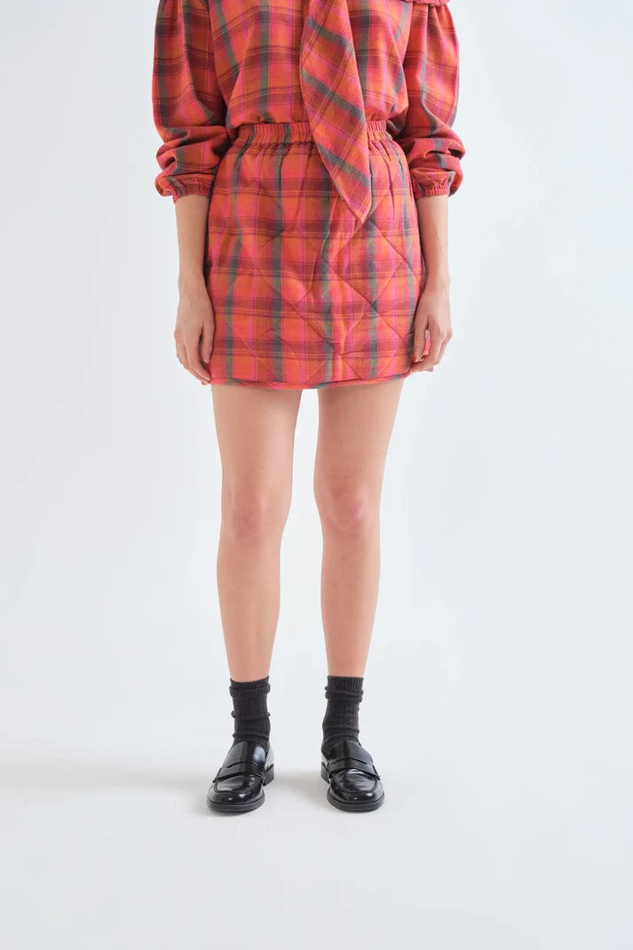 Pink Plaid Quilted Skirt