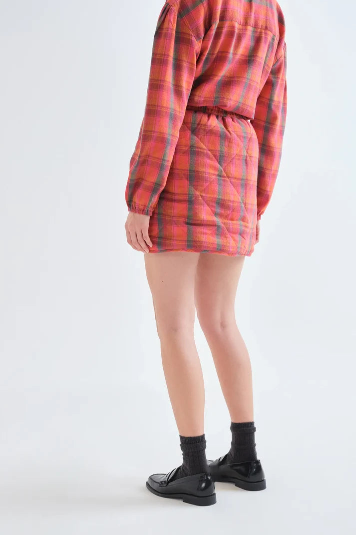 Pink Plaid Quilted Skirt