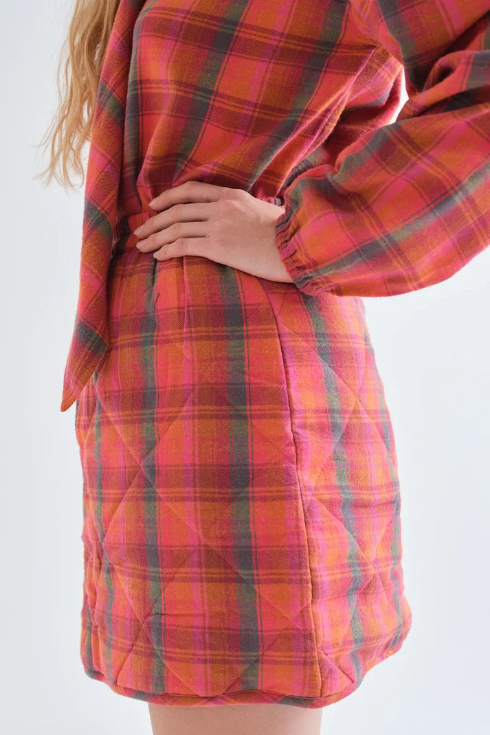 Pink Plaid Quilted Skirt