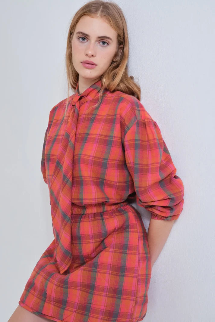 Pink Plaid Quilted Skirt