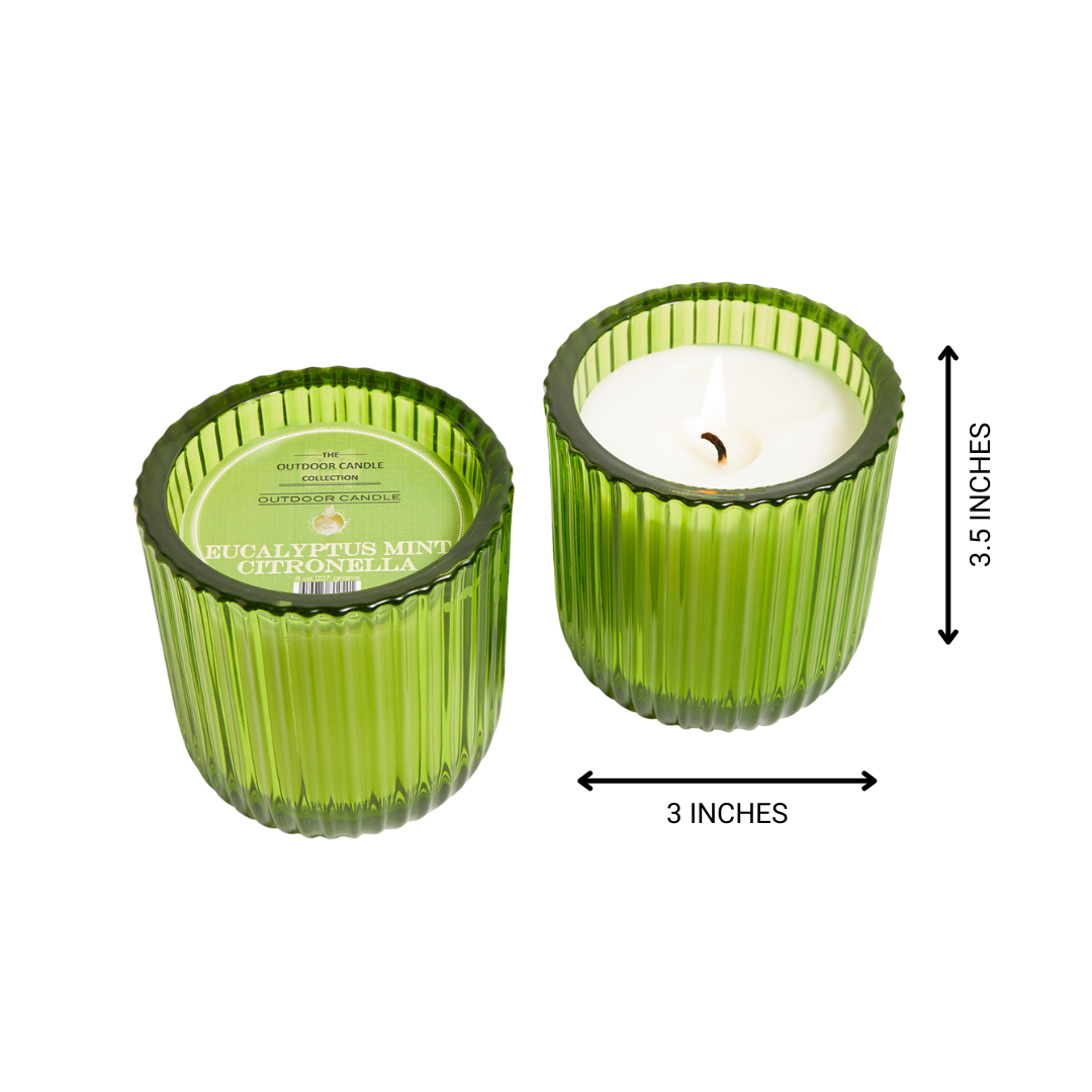 Eucalyptus Mint Citronella Green Glass Candle 8oz. Ctn.6
