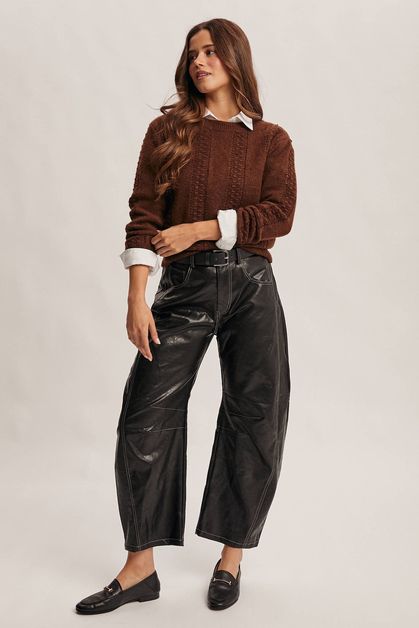 Faux Leather Barrel Pants
